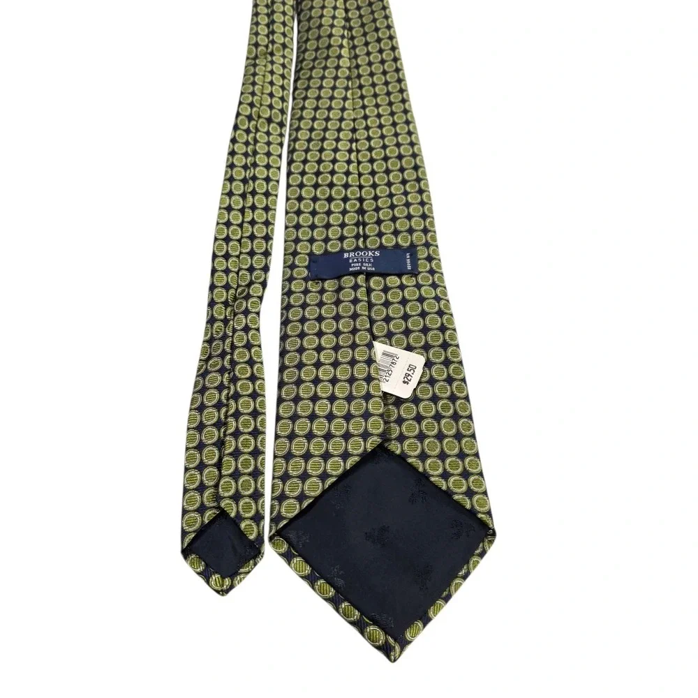 Brooks‎ Brothers Silk Geometric Pattern Necktie Navy Green Men's Tie New